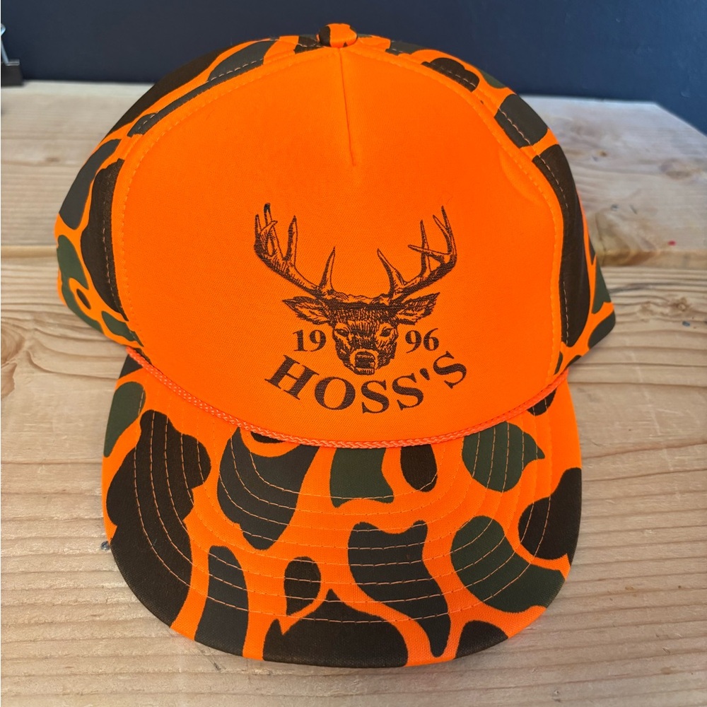 🔥 Vintage 1996 Hoss's Orange and Camouflage Cap Like New OS 🔥